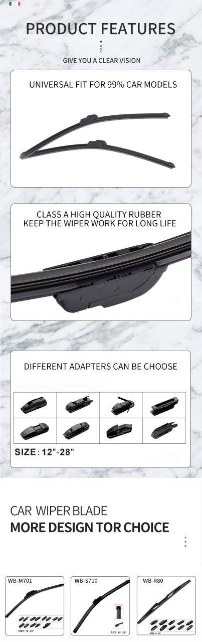 Top quality Universal Car Wiper balde 12"-28" Black Windshield Wiper