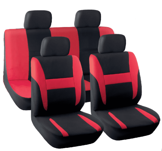 China Factory Polyester Seat Covers With 2mm Foam Red and Black Stitch Universal Car Seat Cover