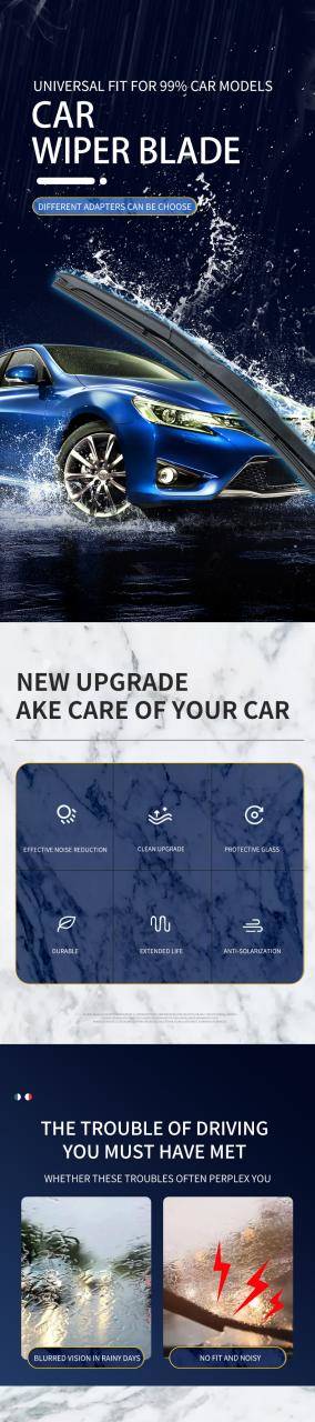 High quality wiper blade car windscreen rubber flat universal 90% car models Boneless wipers car wiper blade