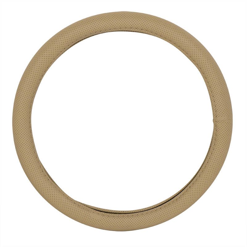 Universal beige non-slip carbon fiber automotive steering wheel cover leather
