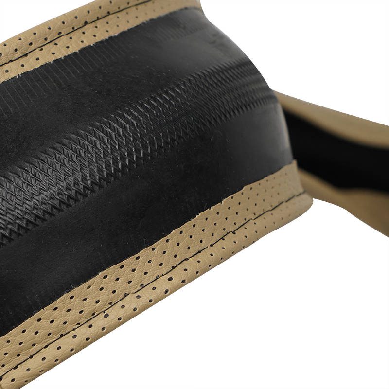 Universal beige non-slip carbon fiber automotive steering wheel cover leather